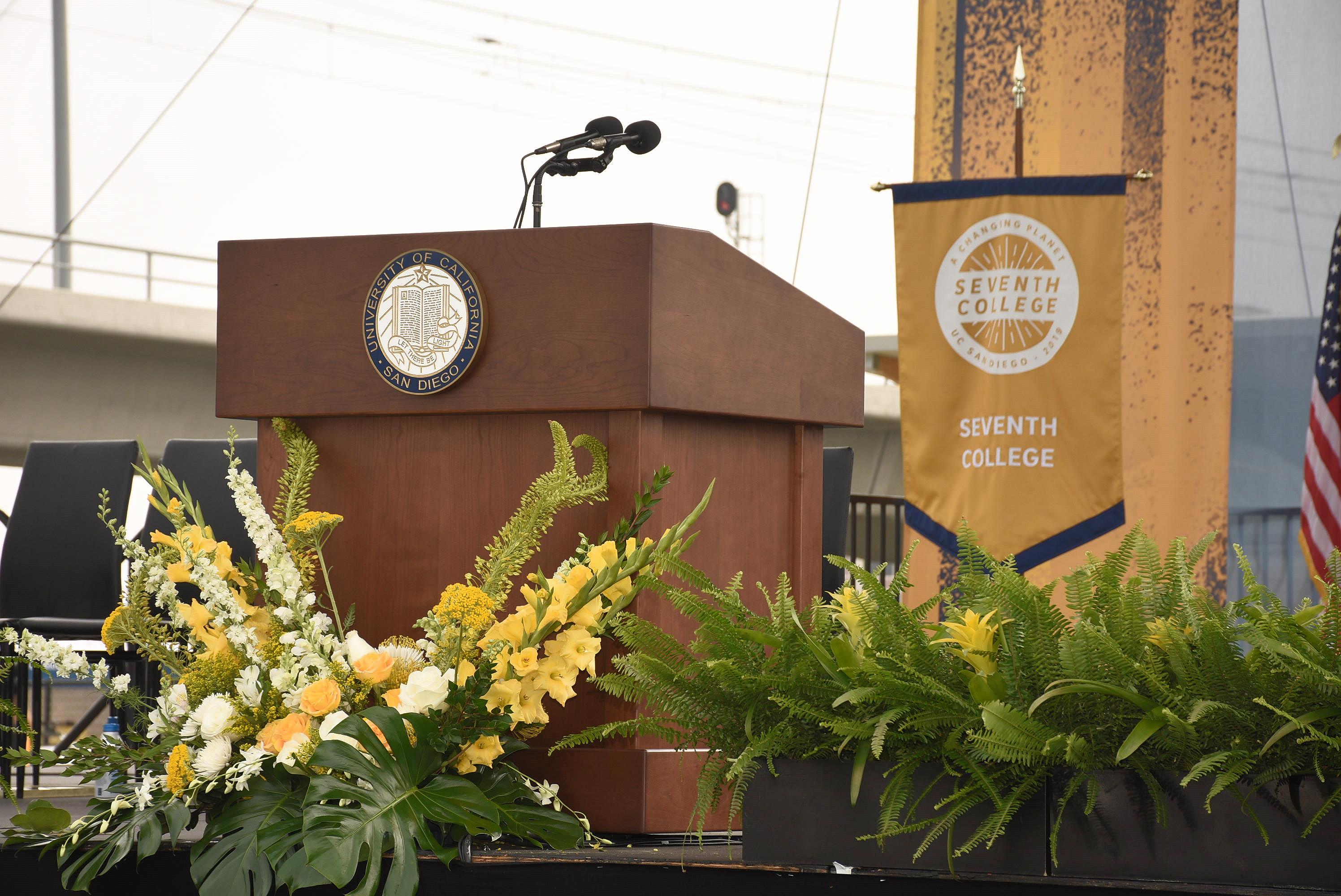 1 of 3, Commencement Podium & Gonfalon